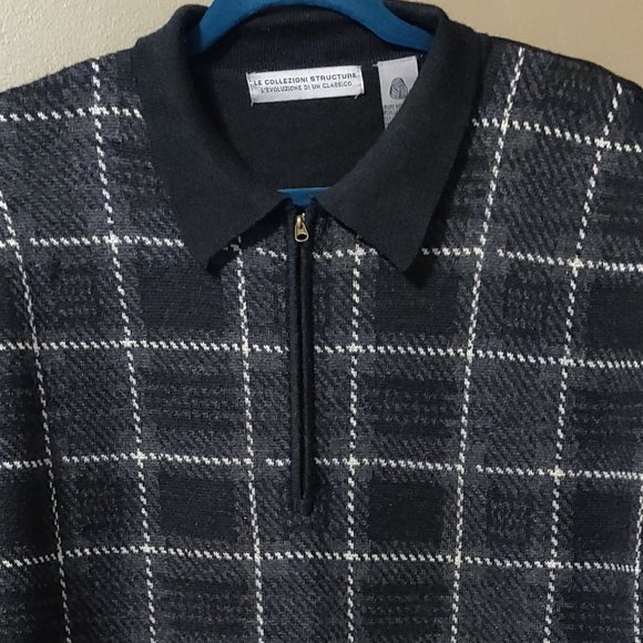 Le Collezioni Structure 100% Pure New Wool 1/4 Zip Sweater Men's MEDIUM - Picture 2 of 6